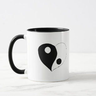 Mug Yin Yang Heart (B/W)