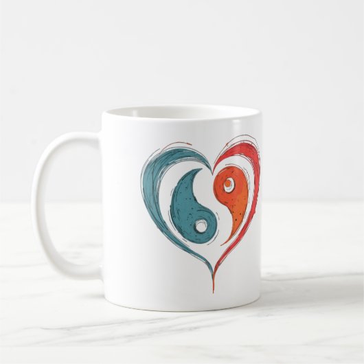 Mug Yin Yang Heart Balance artistique (Gauche)