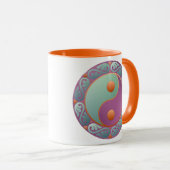Mug Yin Yang Médaillon Violet Turquoise (Devant droit)