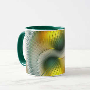 Mug Yin Yang Vert Jaune Abstrait coloré Fractal