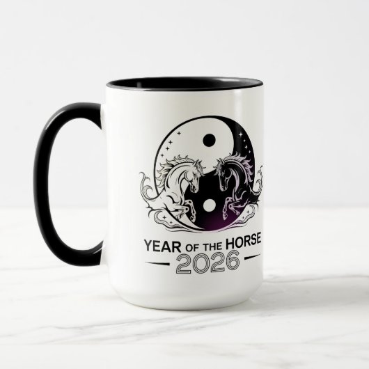 Mug Ying & Yang Année du Cheval 2026 (Gauche)