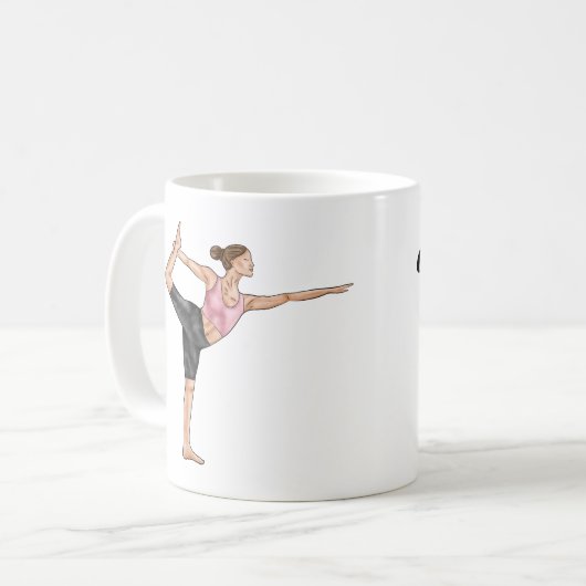 Mug Yoga Instructeur Danseuse Pose Professeur Nom pers (Devant gauche)