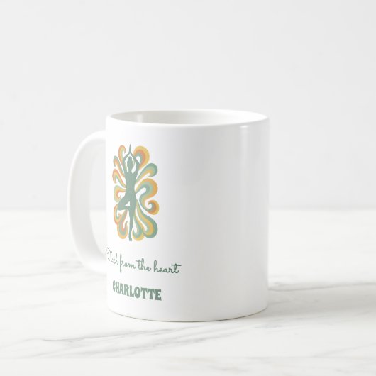 Mug Yoga instructor retro swirls name quote (Devant gauche)