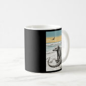Mug Yoga Pangolin à la plage : Encre complexe Illustra (Devant droit)