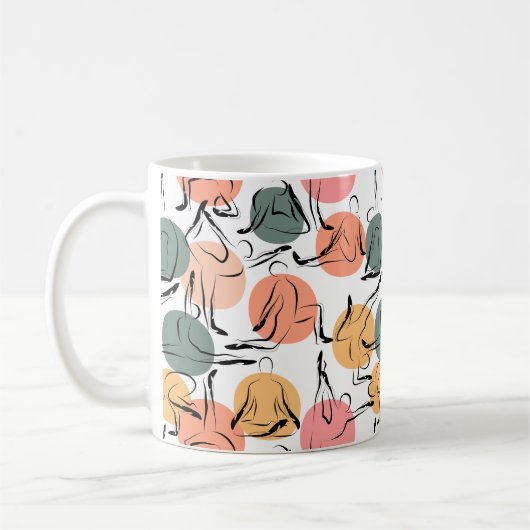 Mug Yoga poses pattern | Yoga seamless pattern 13 (Gauche)