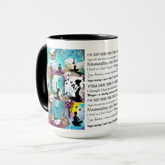 Mug Yoga Puns et Poses avec Papillons (Devant gauche)