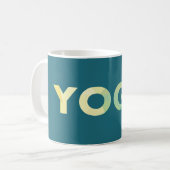 Mug Yoga Turquoise Texte jaune (Devant gauche)