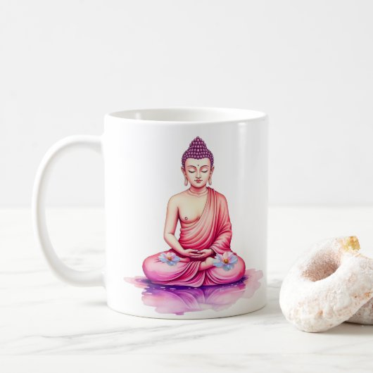 Mug Yogini / Buddha Watercolor Cup, Meditation (Avec donut)