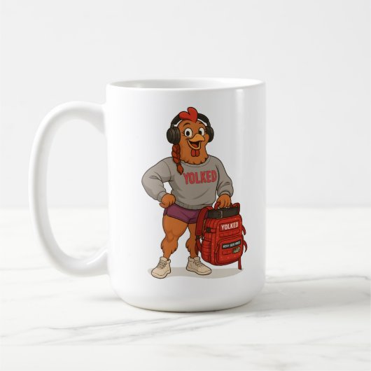 Mug Yolked Gym Hen – Funny Chicken Fitness Workout Des (Gauche)