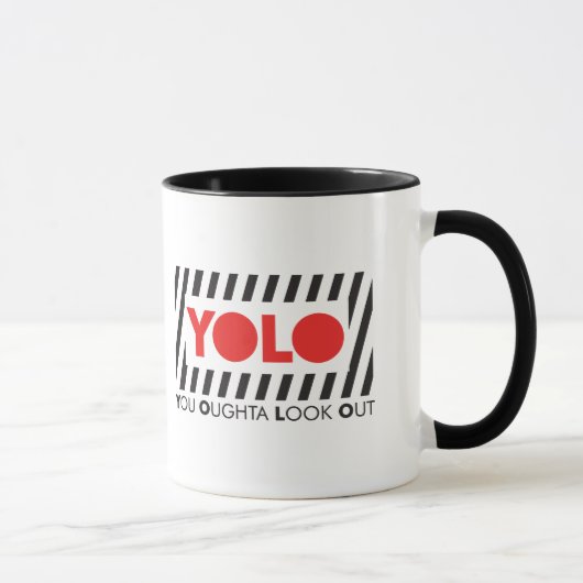 Mug YOLO avec la précaution rouge (Droite)
