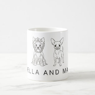 Mug Yorkie & Chihuahua minimaliste Nom personnalisé -