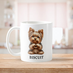 Mug Yorkie mignon créant un cœur avec ses pattes
