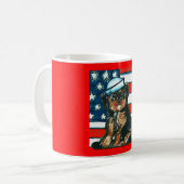Mug Yorkie Poo Rouge,Blanc & Bleu (Devant gauche)