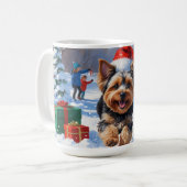 Mug Yorkipoo coule en neige avec le Casquette de Noël (Devant gauche)
