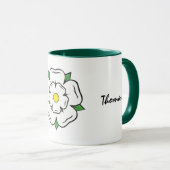 Mug Yorkshire né Yorkshire élevé. Rose blanche modifia (Devant droit)