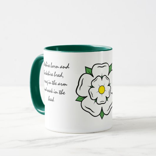Mug Yorkshire né Yorkshire élevé. Rose blanche modifia (Devant gauche)