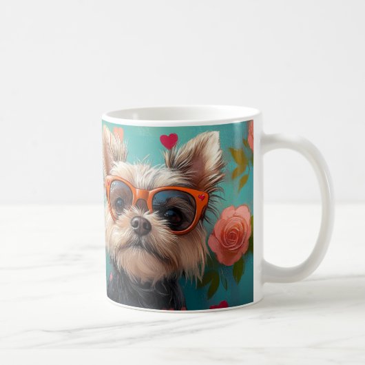Mug Yorkshire Terrier avec Roses de la Saint-Valentin (Droite)