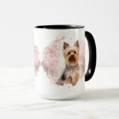 Mug Yorkshire Terrier Cherry Blossom Watercolor Gift (Devant droit)