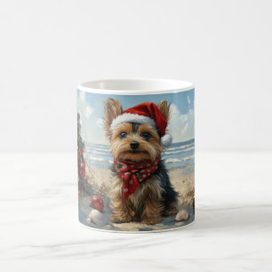 Mug Yorkshire Terrier Chien Noël Plage Vintage