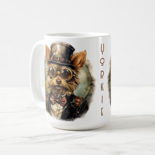 Mug Yorkshire Terrier Chien Steampunk (Devant gauche)