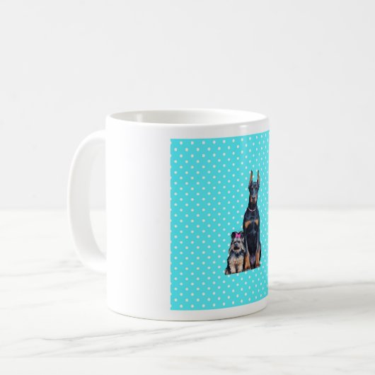 Mug Yorkshire Terrier Doberman Pois bleus (Devant gauche)