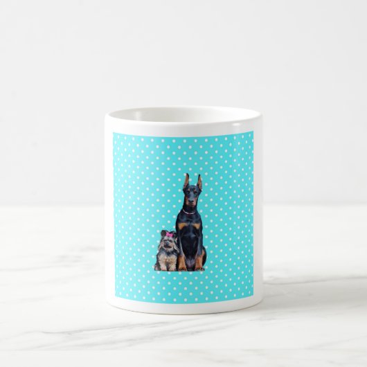 Mug Yorkshire Terrier Doberman Pois bleus (Centre)