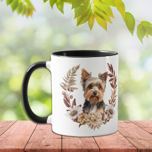 Mug Yorkshire Terrier Dog Automne Wreath