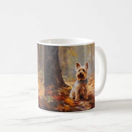 Mug Yorkshire Terrier en automne Leaves automne Inspir (Devant droit)