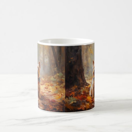 Mug Yorkshire Terrier en automne Leaves automne Inspir (Centre)