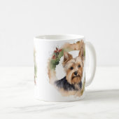 Mug Yorkshire Terrier Fête de la couronne de Noël Coup (Devant droit)