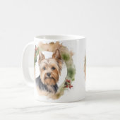 Mug Yorkshire Terrier Fête de la couronne de Noël Coup (Devant gauche)
