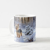 Mug Yorkshire Terrier Laisser Neige Noël (Devant gauche)
