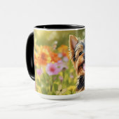 Mug Yorkshire Terrier Le champ de marionnettes de fleu (Devant gauche)