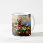 Mug Yorkshire Terrier Noël Bateau Vacances (Devant droit)