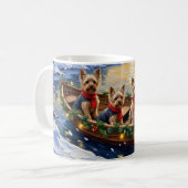 Mug Yorkshire Terrier Noël Bateau Vacances (Devant gauche)
