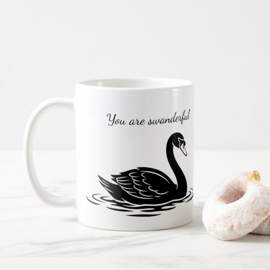 Mug You are swanderful black swan Funny Goth Gift (Avec donut)