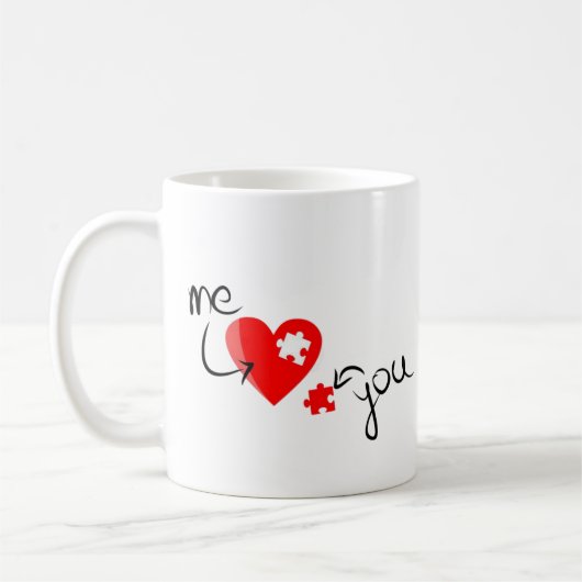 Mug You Complete Me" Heart Puzzle – Gift for Couples (Gauche)