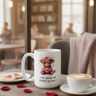 Mug You Make My Heart Go Moo Funny Valentines Day