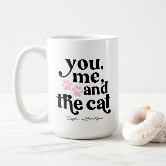 Mug You Me and the Cat Couple Minimalist (Avec donut)