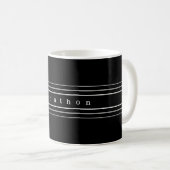 Mug Your Custom Text & Modern Stripes | Black & White (Devant droit)