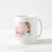 Mug YOUR NAME/TEXT/PinK FlorAL MonoGRAM (Devant droit)