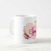 Mug YOUR NAME/TEXT/PinK FlorAL MonoGRAM (Devant gauche)