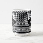 Mug Zags Zig noir et blanc et Motif de médaillon rétro (Centre)