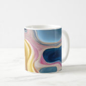 Mug « Zahara ». Tourbillons de bleus, rose et sable (Devant droit)