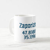 Mug Zaporizhzhia Latitude & Longitude désistée (Devant gauche)