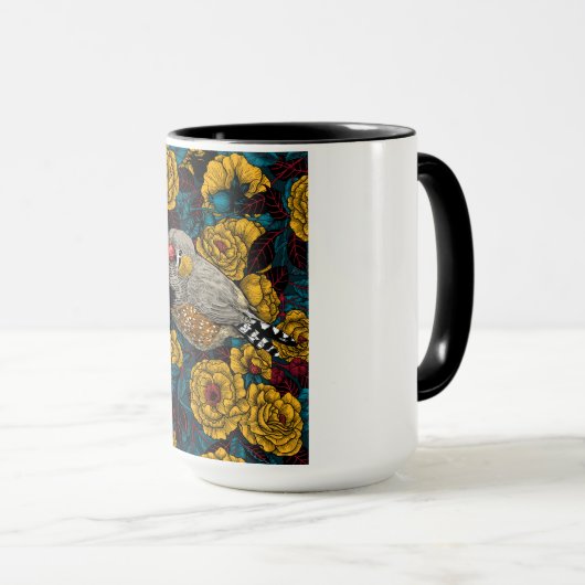 Mug Zebra finch et buisson rose (Devant droit)