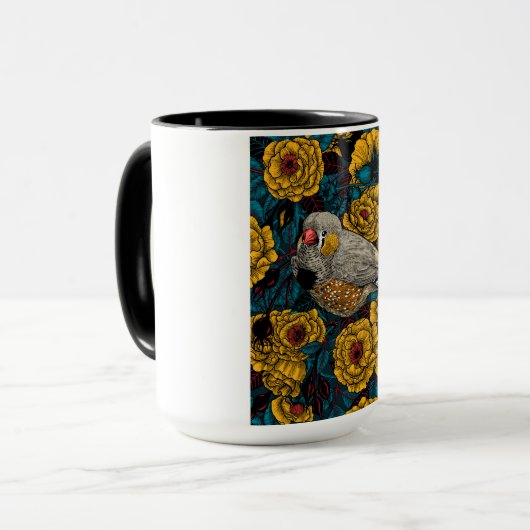 Mug Zebra finch et buisson rose (Devant gauche)