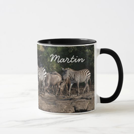 Mug Zebra Herd Personnaliser Nom Black Interior Cadeau (Droite)