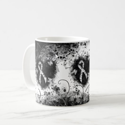 Mug Zebra Print Ribbon Grunge Heart (Devant gauche)