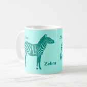 Mug Zebra - Turquoise et Aqua (Devant gauche)
